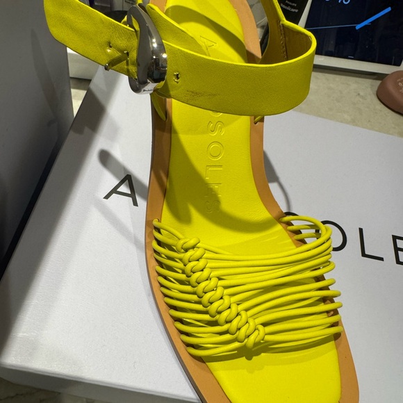 Brand new in box Aerosoles Green Sheen Crew Strappy Heeled Sandals size 9.5 - Picture 3 of 6